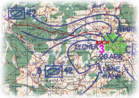 Angriffsplan der 2. ACR nach Asch