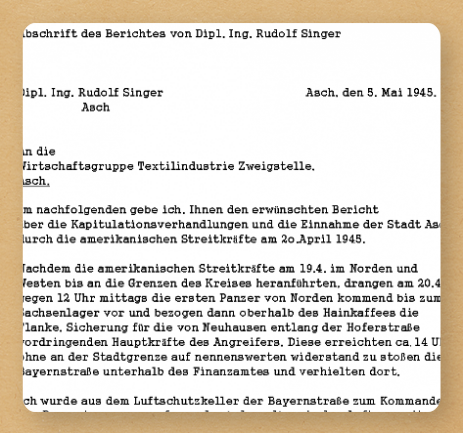 Bericht von Rudolf Singer 1945