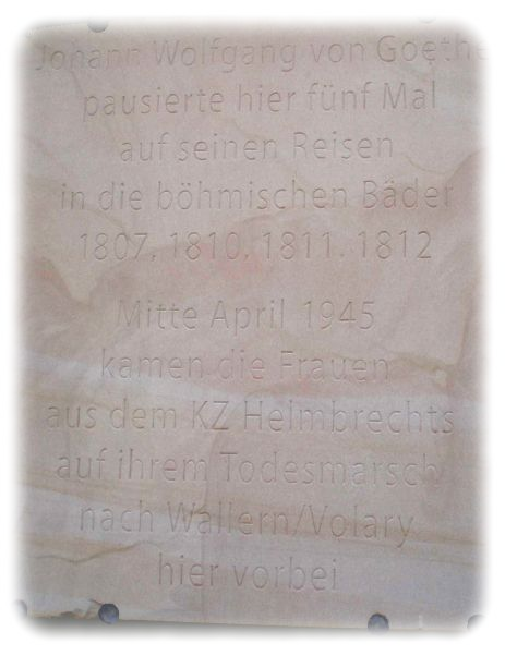 Gedenktafel von Goethe und dem Totesmarsch durch Neuhausen
