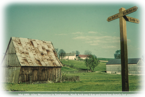 Der alte Wegweiser von 1955 nach Asch, Selb und Rehau